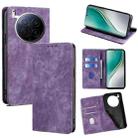 For Tecno Camon 40 Premier 5G RFID Anti-theft Brush Magnetic Leather Phone Case(Purple) - 1