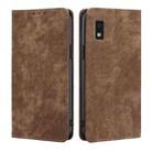 For Sharp Aqous Wish 3 RFID Anti-theft Brush Magnetic Leather Phone Case(Brown) - 1