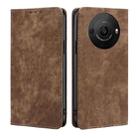 For Sharp Aquos R8 Pro SH-51D RFID Anti-theft Brush Magnetic Leather Phone Case(Brown) - 1