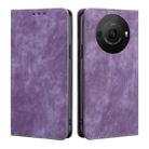 For Sharp Aquos R8 Pro SH-51D RFID Anti-theft Brush Magnetic Leather Phone Case(Purple) - 1