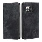 For Sharp Aquos R8 SH-52D RFID Anti-theft Brush Magnetic Leather Phone Case(Black) - 1