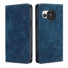 For Sharp Aquos R8 SH-52D RFID Anti-theft Brush Magnetic Leather Phone Case(Blue) - 1