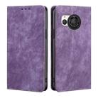 For Sharp Aquos R8 SH-52D RFID Anti-theft Brush Magnetic Leather Phone Case(Purple) - 1