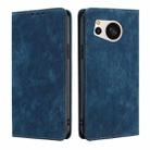 For Sharp Aquos sense8 RFID Anti-theft Brush Magnetic Leather Phone Case(Blue) - 1
