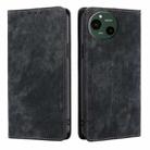 For Sharp Aquos R9 RFID Anti-theft Brush Magnetic Leather Phone Case(Black) - 1