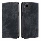 For Sharp Aquos Wish4 RFID Anti-theft Brush Magnetic Leather Phone Case(Black) - 1