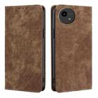 For Sharp Aquos Wish4 RFID Anti-theft Brush Magnetic Leather Phone Case(Brown) - 1