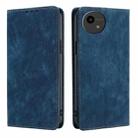 For Sharp Aquos Wish4 RFID Anti-theft Brush Magnetic Leather Phone Case(Blue) - 1