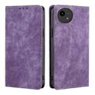 For Sharp Aquos Wish4 RFID Anti-theft Brush Magnetic Leather Phone Case(Purple) - 1