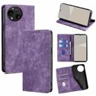 For Sharp Aquos R10 RFID Anti-theft Brush Magnetic Leather Phone Case(Purple) - 1