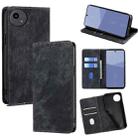 For Sharp Aqous wish5 RFID Anti-theft Brush Magnetic Leather Phone Case(Black) - 1