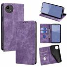 For Sharp Aqous wish5 RFID Anti-theft Brush Magnetic Leather Phone Case(Purple) - 1