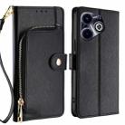 For Infinix Hot 40i Zipper Bag Leather Phone Case(Black) - 1