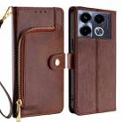 For Infinix Note 40 4G Zipper Bag Leather Phone Case(Brown) - 1