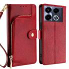 For Infinix Note 40 4G Zipper Bag Leather Phone Case(Red) - 1