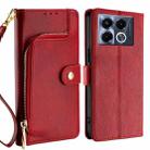 For Infinix Note 40 5G Zipper Bag Leather Phone Case(Red) - 1