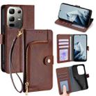 For Infinix Note 50x 5G Zipper Bag Leather Phone Case(Brown) - 1