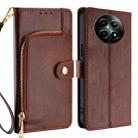 For Realme 12 5G Zipper Bag Leather Phone Case(Brown) - 1