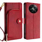 For Realme 12 5G Zipper Bag Leather Phone Case(Red) - 1