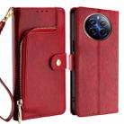 For Realme 12 Pro 5G Zipper Bag Leather Phone Case(Red) - 1