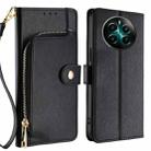 For Realme 12+ 5G Zipper Bag Leather Phone Case(Black) - 1