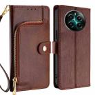 For Realme 12+ 5G Zipper Bag Leather Phone Case(Brown) - 1