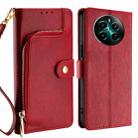 For Realme 12+ 5G Zipper Bag Leather Phone Case(Red) - 1