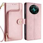 For Realme 12+ 5G Zipper Bag Leather Phone Case(Rose Gold) - 1