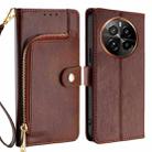 For Realme GT5 Pro 5G Zipper Bag Leather Phone Case(Brown) - 1
