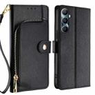 For Realme C65 4G Zipper Bag Leather Phone Case(Black) - 1