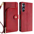 For Realme C65 4G Zipper Bag Leather Phone Case(Red) - 1