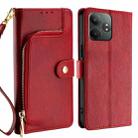 For Realme GT Neo6 SE Zipper Bag Leather Phone Case(Red) - 1