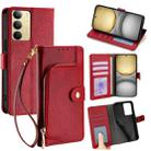 For Realme C75 4G / 14x 5G Global Zipper Bag Leather Phone Case(Red) - 1