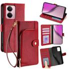 For Realme P3 Pro 5G Global Zipper Bag Leather Phone Case(Red) - 1