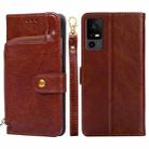 For TCL 40 XE 5G / 40X 5G T601D Zipper Bag Leather Phone Case(Brown) - 1