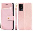 For TCL 40 XE 5G / 40X 5G T601D Zipper Bag Leather Phone Case(Rose Gold) - 1