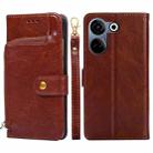 For Tecno Camon 20 Pro 4G Zipper Bag Leather Phone Case(Brown) - 1