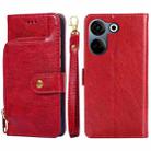 For Tecno Camon 20 Pro 4G Zipper Bag Leather Phone Case(Red) - 1