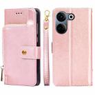 For Tecno Camon 20 Pro 4G Zipper Bag Leather Phone Case(Rose Gold) - 1