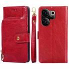 For Tecno Camon 20 Premier 5G Zipper Bag Leather Phone Case(Red) - 1