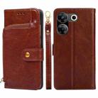 For Tecno Camon 20 Pro 5G Zipper Bag Leather Phone Case(Brown) - 1