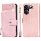 For Tecno Camon 20 Pro 5G Zipper Bag Leather Phone Case(Rose Gold) - 1