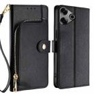 For Tecno Pova 6 Pro 5G Zipper Bag Leather Phone Case(Black) - 1