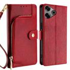 For Tecno Pova 6 Pro 5G Zipper Bag Leather Phone Case(Red) - 1