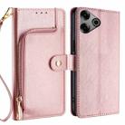 For Tecno Pova 6 Pro 5G Zipper Bag Leather Phone Case(Rose Gold) - 1