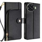 For Tecno Spark 20 Pro+ 4G Zipper Bag Leather Phone Case(Black) - 1