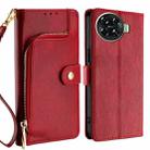 For Tecno Spark 20 Pro+ 4G Zipper Bag Leather Phone Case(Red) - 1