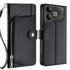 For Tecno Pova 6 5G Zipper Bag Leather Phone Case(Black) - 1
