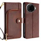 For Tecno Camon 30 Pro 5G Zipper Bag Leather Phone Case(Brown) - 1