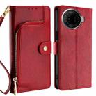 For Tecno Camon 30 Pro 5G Zipper Bag Leather Phone Case(Red) - 1